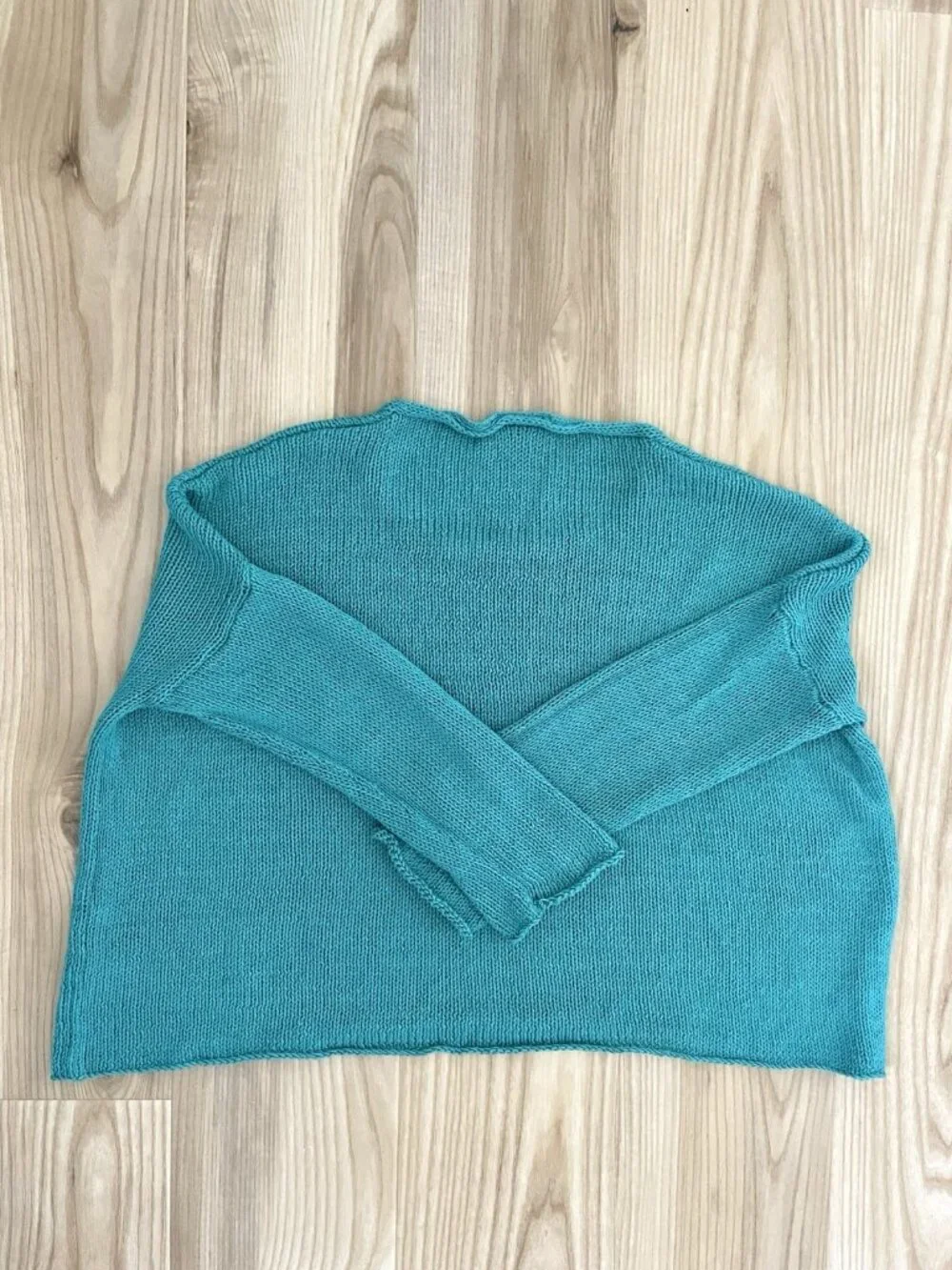 WOODEN SHIPS Open-Knit Chunky Oversized Pull-Over Sweater Teal size X/L